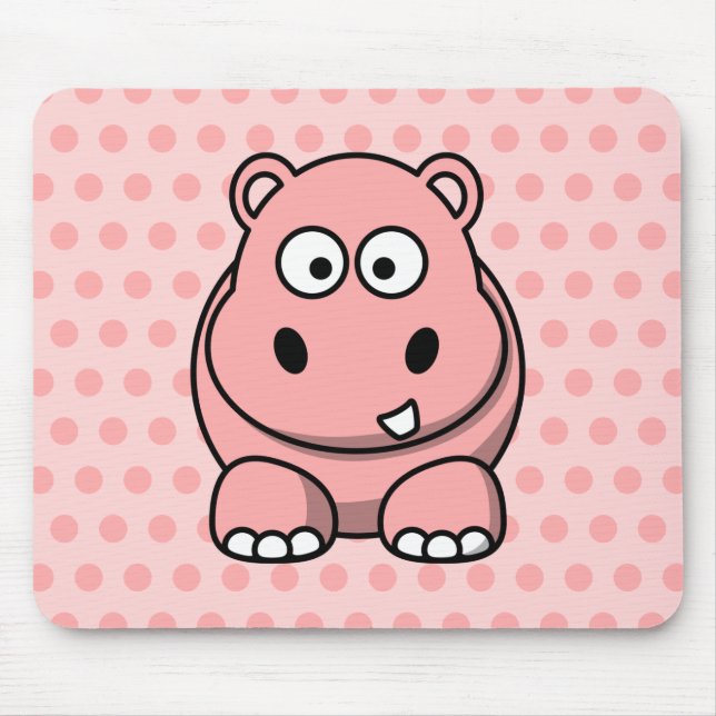 Cute Pink Hippo Mouse Pad (Front)