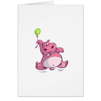 CUTE PINK HIPPO ON BALLOON