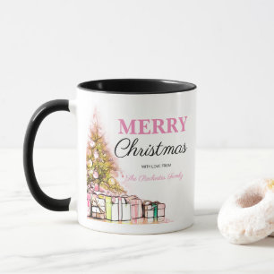 Cute Pink Holiday Tree Merry Christmas Party Favou Mug