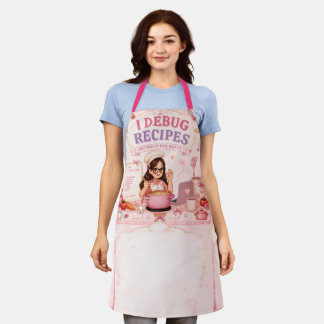 Cute Pink I Debug Recipes Programmer Apron