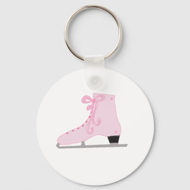 Cute Pink Ice Skate Key Ring (Front)
