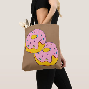 Cute pink icing doughnuts sweet dessert art tote bag