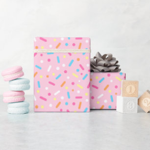 Cute Pink Icing with Sprinkles Doughnut Wrapping Paper