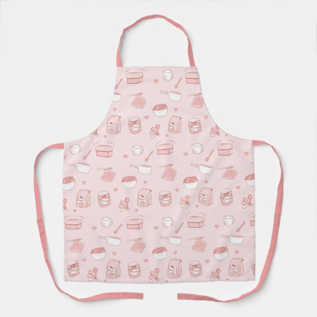Cute Pink Jam and Bread Making and Baking Hobby Apron (Front)