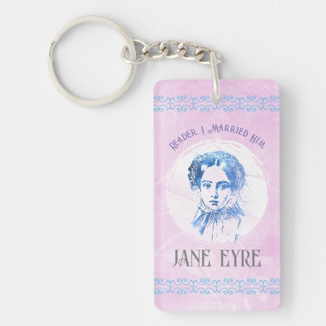 Cute Pink Jane Eyre Portrait Reader I Married Him Key Ring (Front)