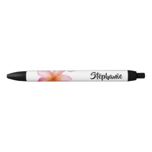 Cute Pink Kath Golap Floral Design Black Ink Pen