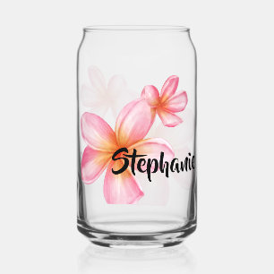 Cute Pink Kath Golap Floral Design Can Glass