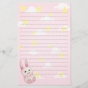 Cute pink Kawaii Bunny rabbit falling from stars Stationery