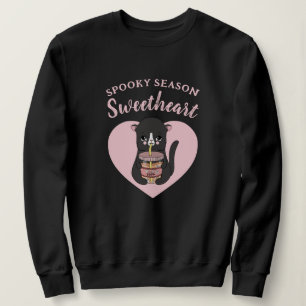 Cute Pink Kawaii Cat Spooky Season Sweetheart Sweatshirt