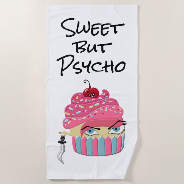 Cute Pink Kawaii Cupcake Halloween Party Beach Towel (Front)