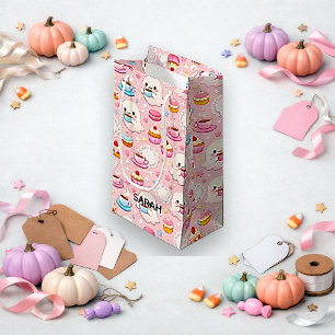 Cute Pink Kawaii Ghost Cafe Halloween Small Gift Bag