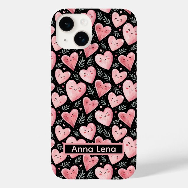 Cute pink kawaii hearts iPhone / iPad case (Back)
