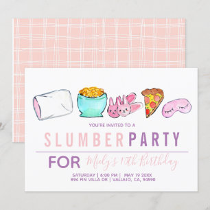 Cute pink kid slumber party birthday invite