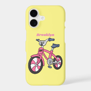 Cute pink kids bicycle cartoon illustration
