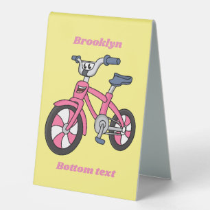 Cute pink kids bicycle cartoon illustration