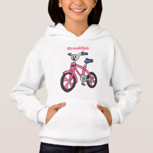 Cute pink kids bicycle cartoon illustration