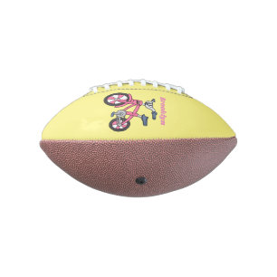 Cute pink kids bicycle cartoon illustration football