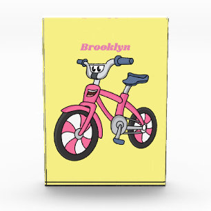 Cute pink kids bicycle cartoon illustration photo block