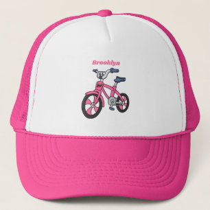 Cute pink kids bicycle cartoon illustration trucker hat
