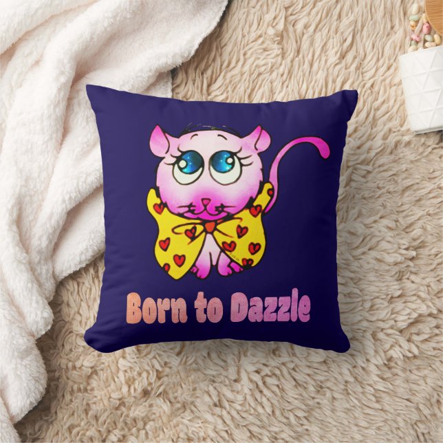 Cute Pink Kitty - Born to Dazzle Art Cushion (Blanket)