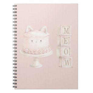 Cute Pink Kitty Cat Cake Meow Notebook