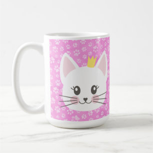 CUTE PINK KITTY CAT FACE WITH PAWS COFFEE MUG