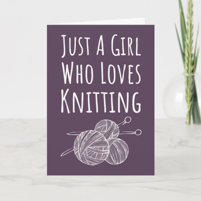 Cute Pink Knitter Cards Knitting Hobby (Front)