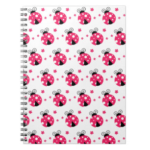 Cute Pink Labybirds and Flowers Notebook