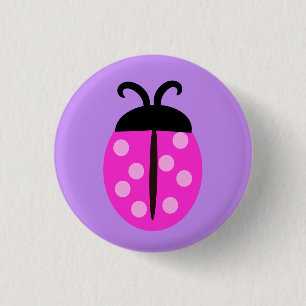 Cute Pink Ladybug 3 Cm Round Badge