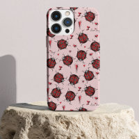 Cute Pink Ladybug Hearts Love Bug Illustration