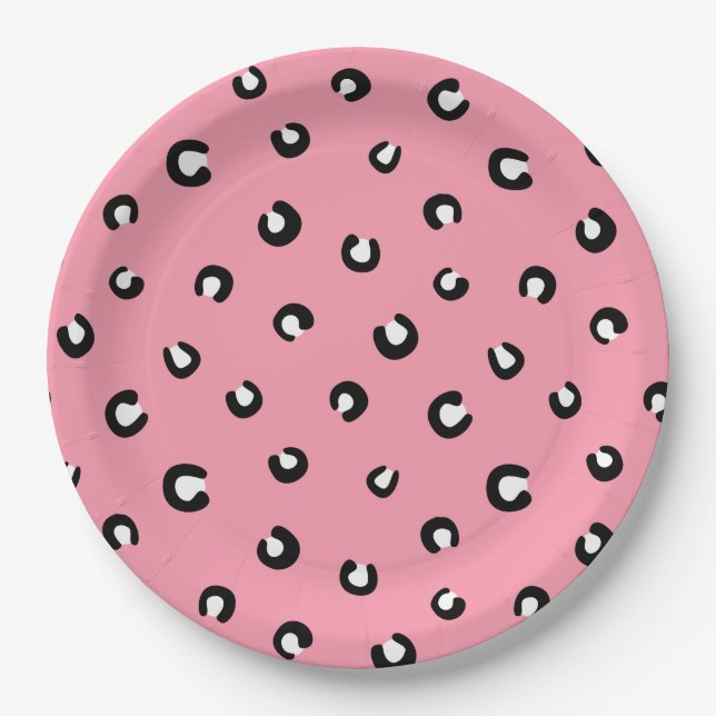 Cute Pink Leopard Pattern Paper Plate (Front)