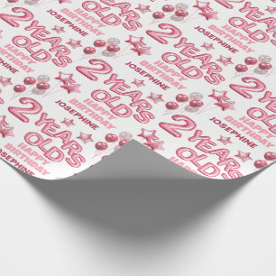 Cute Pink Letter Balloon 2nd Birthday Wrapping Paper