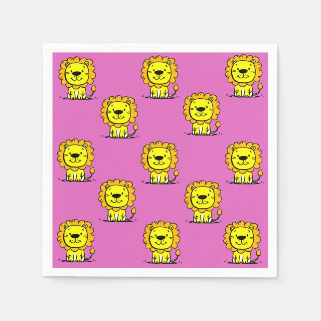 Cute Pink Lion Napkin (Front)