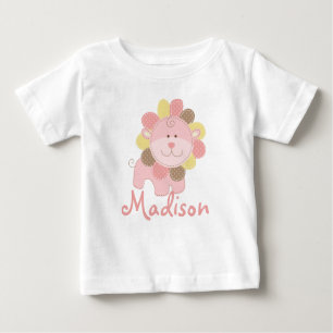 Cute Pink Lion Safari Jungle Personalised Birthday Baby T-Shirt