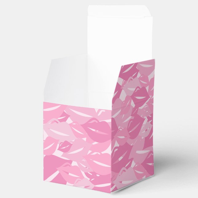 Cute Pink Lips KIsses Pattern Galentine's Day Favour Box (Opened)