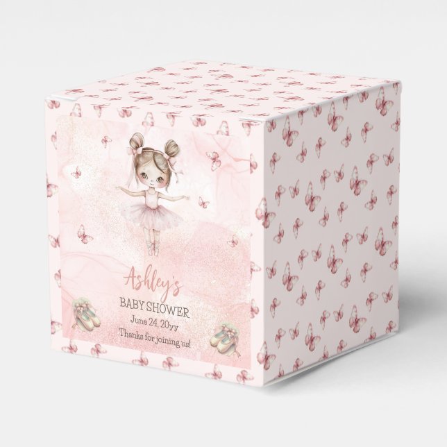 Cute Pink Little Ballerina Tutu Girl Baby Shower Favour Box (Front Side)