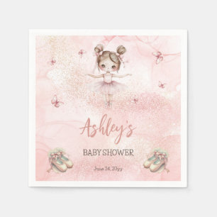 Cute Pink Little Ballerina Tutu Girl Baby Shower Napkin