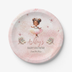 Cute Pink Little Ballerina Tutu Girl Baby Shower Paper Plate