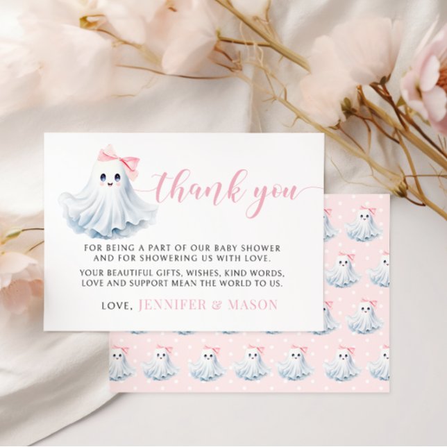 Cute Pink Little Boo Baby Shower Thank you card (Creator Uploaded)