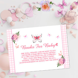 Cute Pink Little Butterfly Baby's Book Request  Enclosure Card