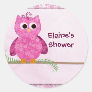 Cute Pink Little Owl Classic Round Sticker