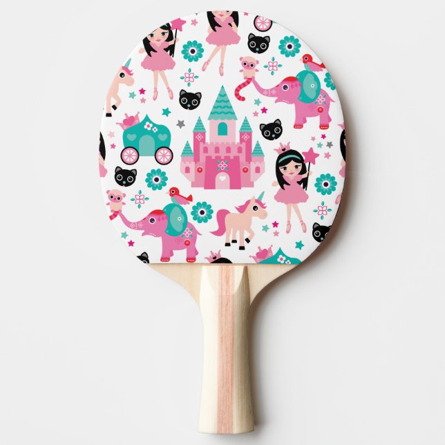Cute Pink Little Princess Unicorn Magical Pattern Ping Pong Paddle (Front)