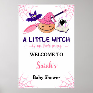 Cute Pink Little Pumpkin Baby Shower Welcome Sign