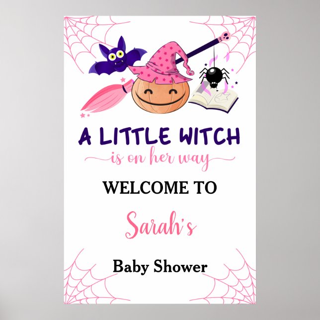 Cute Pink Little Pumpkin Baby Shower Welcome Sign (Front)