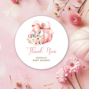 Cute Pink Little Pumpkins Baby Shower Thank You Classic Round Sticker