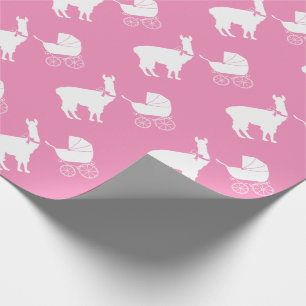 Cute Pink Llama Girl Baby Shower Wrapping Paper