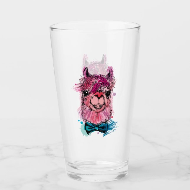 Cute Pink Llama Glass (Front)