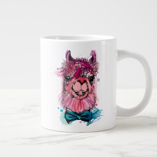 Cute Pink Llama Large Coffee Mug (Right)
