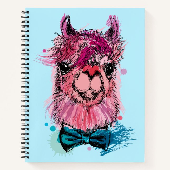Cute Pink Llama Notebook (Front)