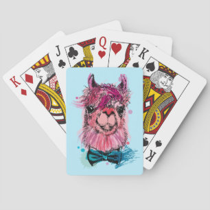 Cute Pink Llama Playing Cards